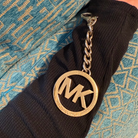 Michael Kors Gold Key Chain Purse bag Charm Emblem Authentic MK logo chain - Picture 1 of 7